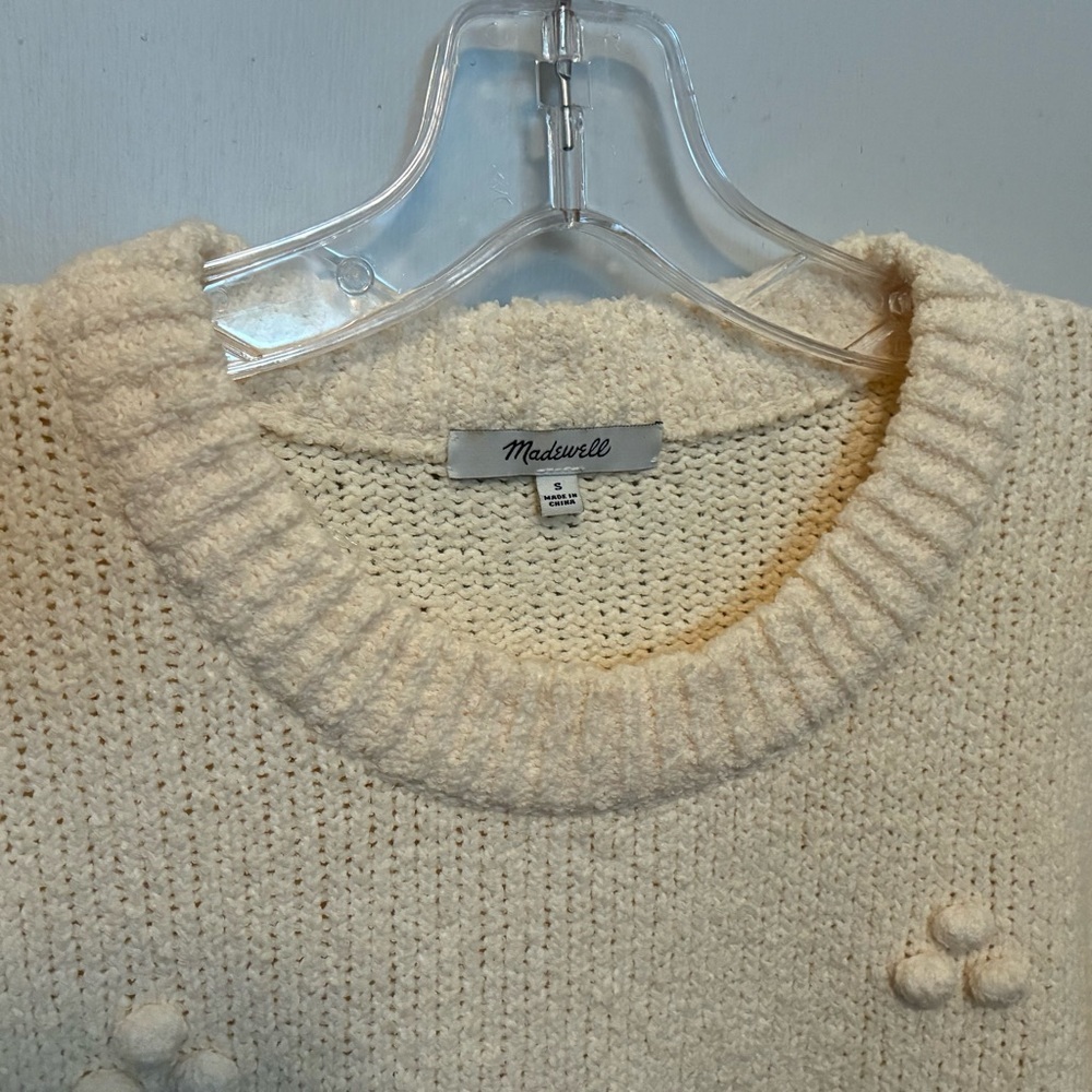 MADEWELL Dotted Bobble Antique Cream Cottage Core Pullover Sweater | size Small - Picture 10 of 11